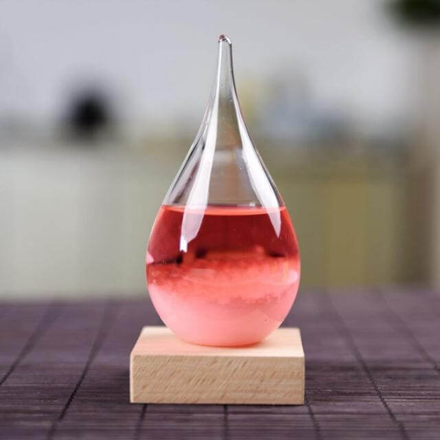 Classic Weather Glass Table Decor with Wooden Stand