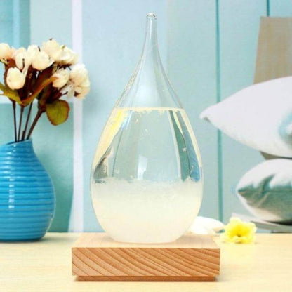 Classic Weather Glass Table Decor with Wooden Stand