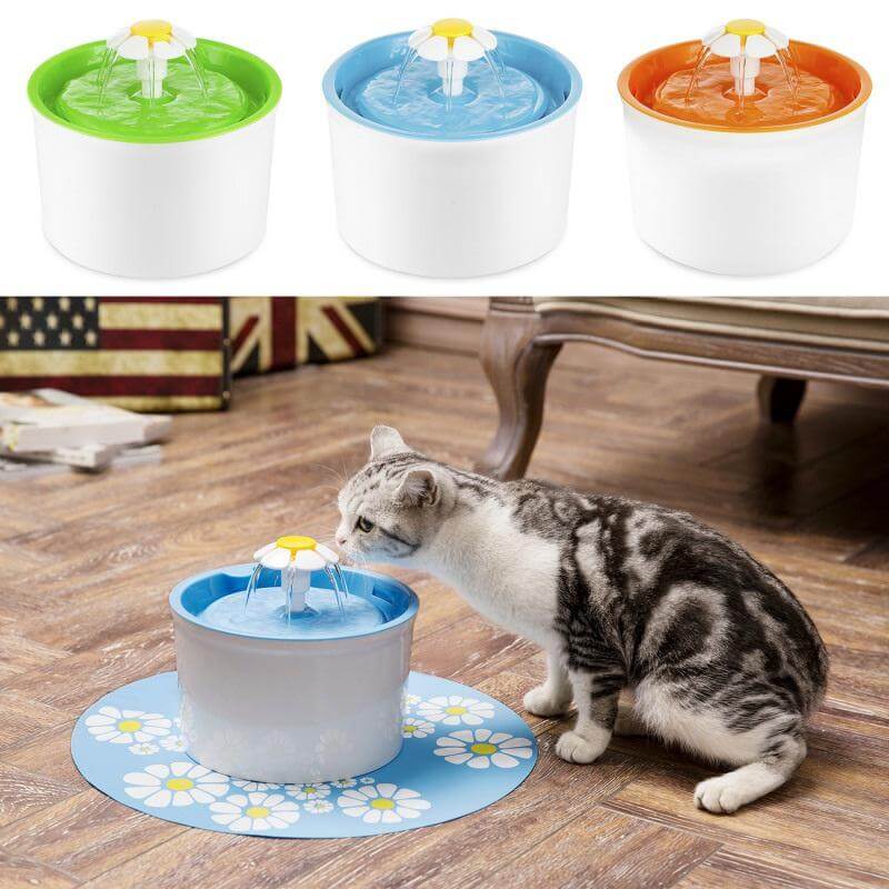 Self Cleaning Pet Fountain with Flower Design - Pexav