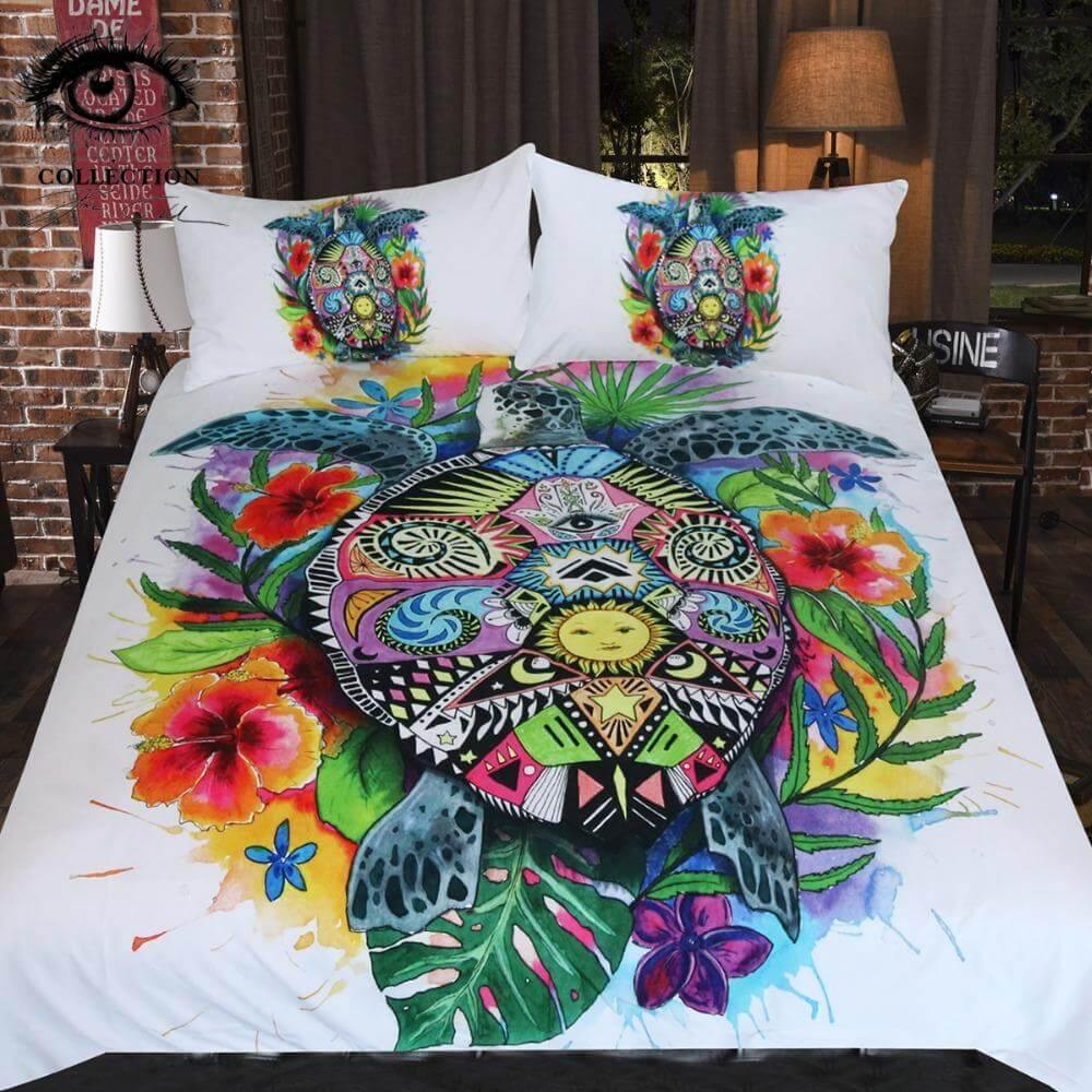 Soft 3pc Turtle Pattern Bedding Set Comforter Cover - Pexav