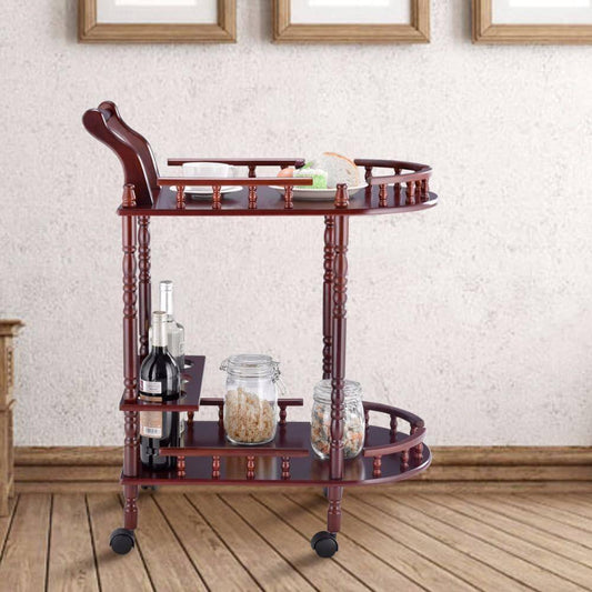 Sturdy 2 Tier Wood Serving Cart for Kitchen - Pexav