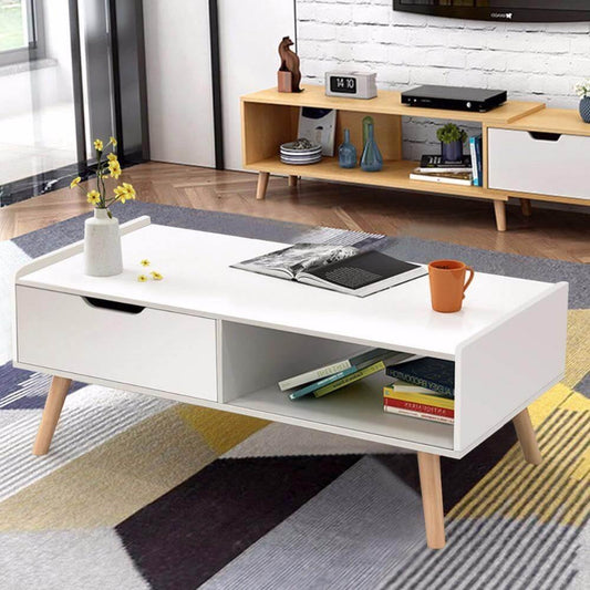 Stylish Wooden Coffee Table with Built-in Storage - Pexav