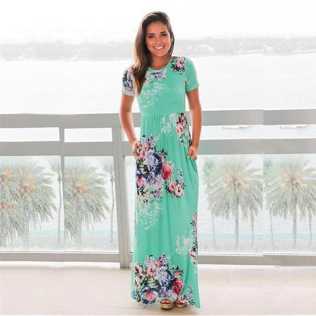 Chic Floral V Neck Summer Mini Dress