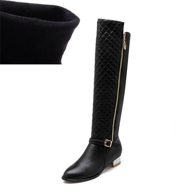 Luxury Faux Fur Block Heel Boots for Women