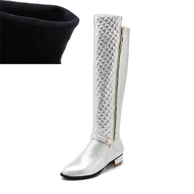 Luxury Faux Fur Block Heel Boots for Women