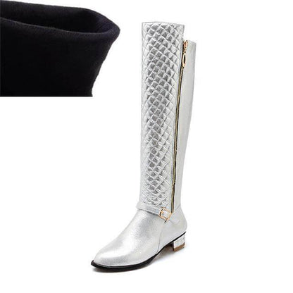 Luxury Faux Fur Block Heel Boots for Women