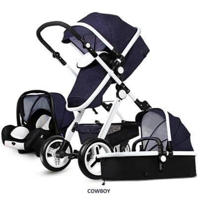 Compact 3 in 1 Baby Stroller with Storage Basket