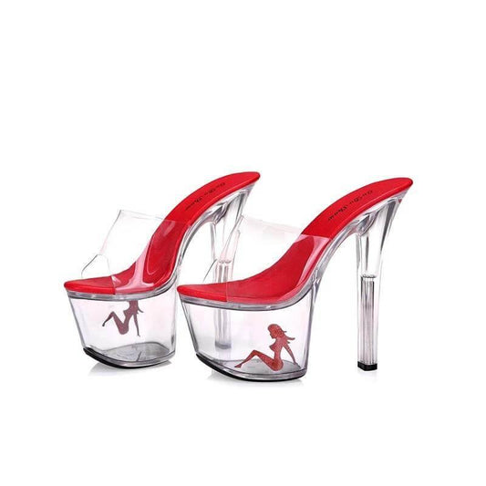 Clear Glass Stiletto High Heels - Pexav