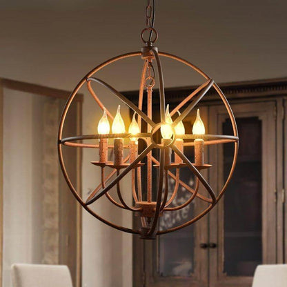 Round Metal Pendant Birdcage Style Hanging Lamp - Pexav