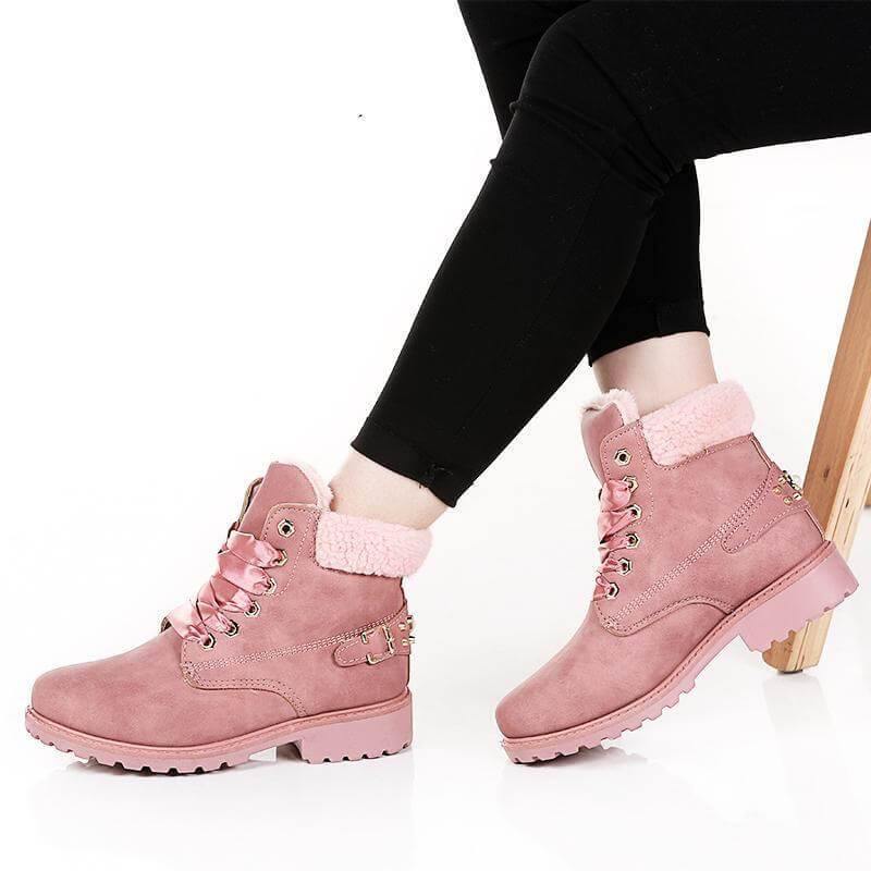 Classic Women's Lace Up Low Heel Boots - Pexav
