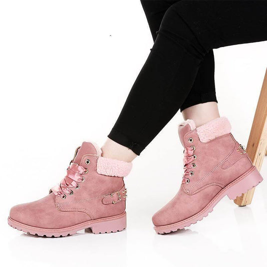 Classic Women's Lace Up Low Heel Boots - Pexav