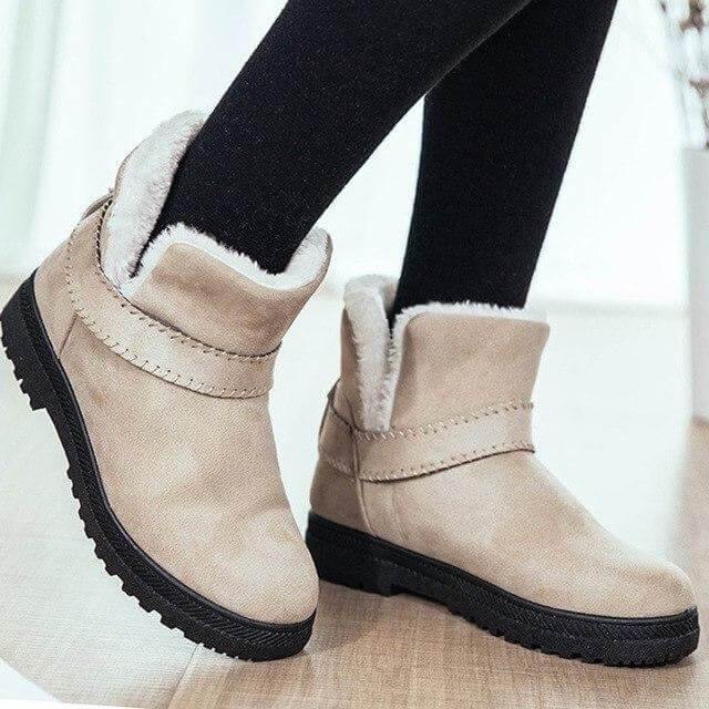 Stylish Leather Low Heel Boots For Women