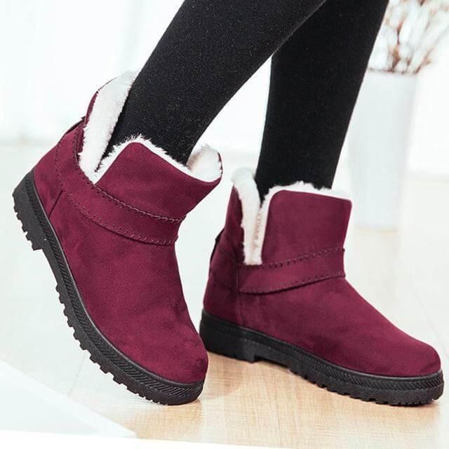 Stylish Leather Low Heel Boots For Women