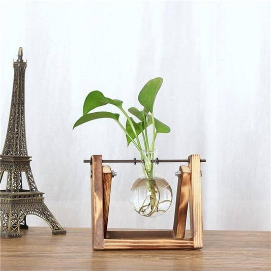 Unique Glass Style Wooden Flower Vase - Pexav