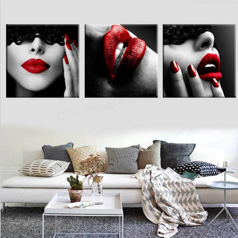 Bold Lipstick Nail Art Print Posters - Pexav