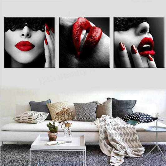 Bold Lipstick Nail Art Print Posters - Pexav