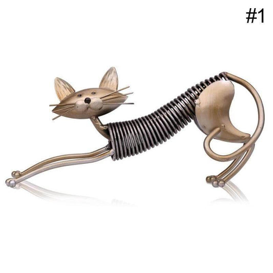 Unique Metal Cat Figurine Home Decor Statue - Pexav