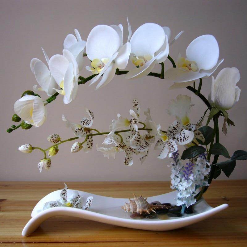 Beautiful Silk Floral Orchid Arrangement Set - Pexav