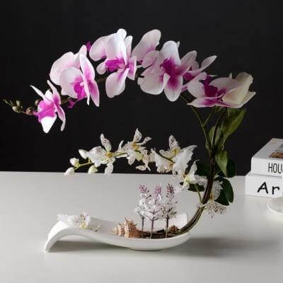 Beautiful Silk Floral Orchid Arrangement Set