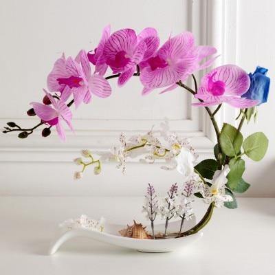 Beautiful Silk Floral Orchid Arrangement Set