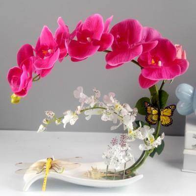 Beautiful Silk Floral Orchid Arrangement Set