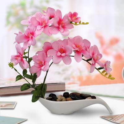 Beautiful Silk Floral Orchid Arrangement Set