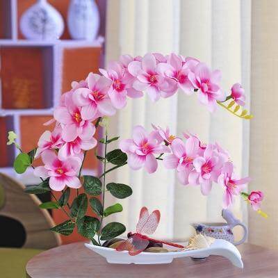 Beautiful Silk Floral Orchid Arrangement Set