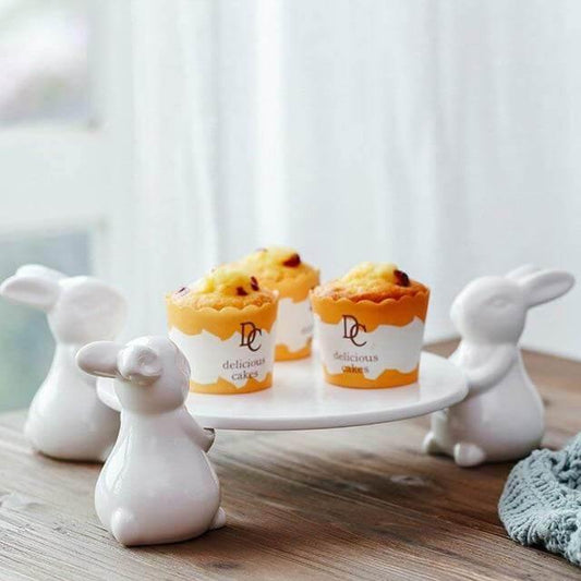 Adorable Bunny Porcelain Serving Dish Tray - Pexav