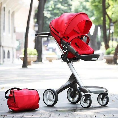 Premium Wide Red Baby Pram Stroller - Pexav