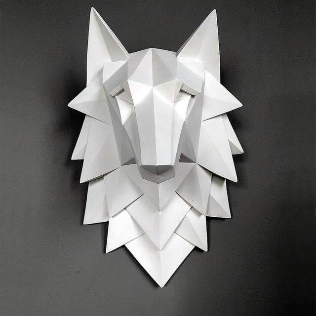 Detailed Wolf Head Figurine Home Decoration