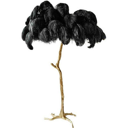 Tall Natural Feather Table Lamp