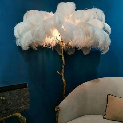 Tall Natural Feather Table Lamp