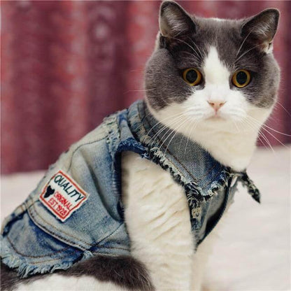 Stylish Pet Denim Vest Jacket