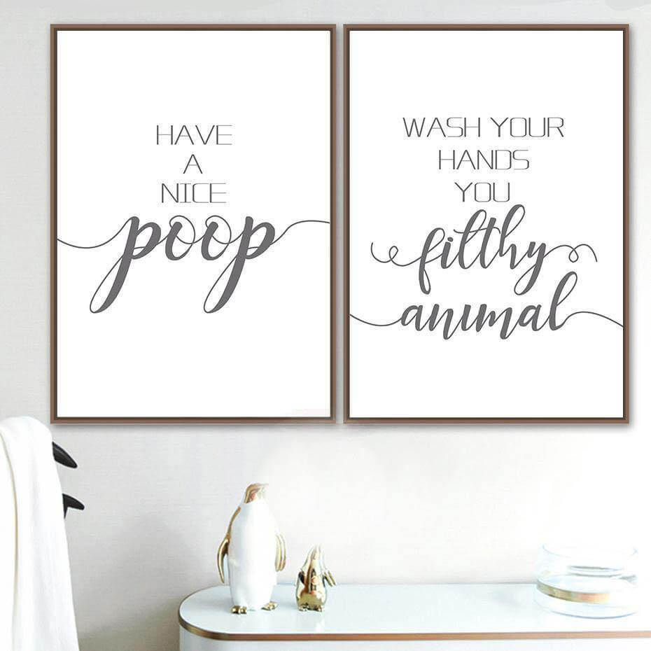 Humorous Bathroom Wall Art Canvas - Pexav