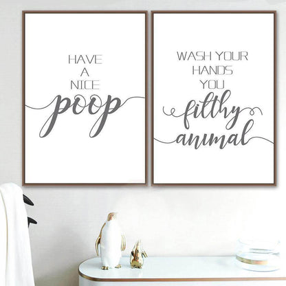 Humorous Bathroom Wall Art Canvas - Pexav