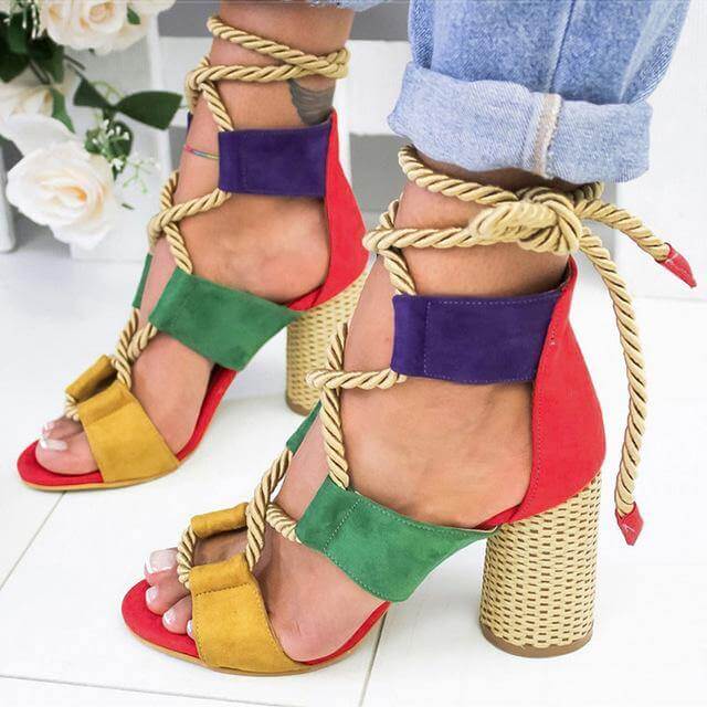 Tie Up Vibrant Strappy Summer Sandals