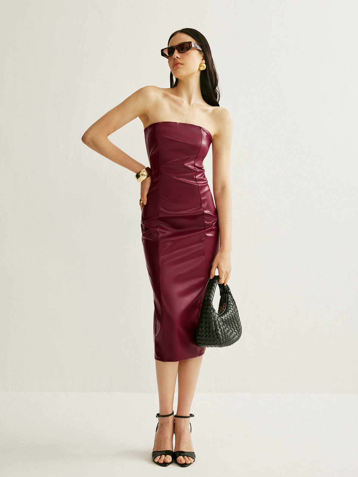 Sleek Off Shoulder PU Mini Dress - Pexav