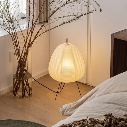Asian Style Rice Paper Table Light Warm Glow