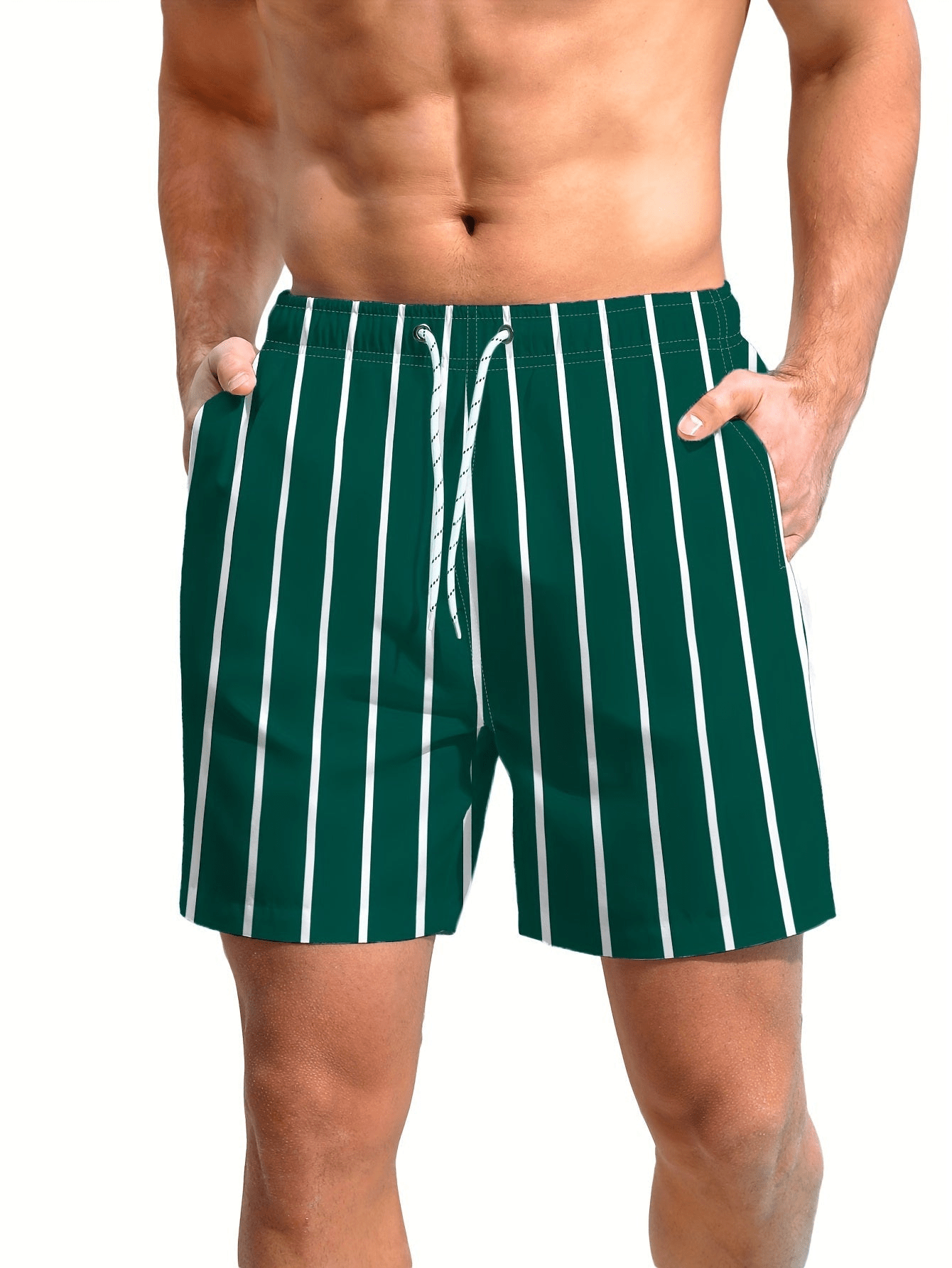 Quick-drying men's swim shorts with a comfortable fit – Luca-Dark green-S-The Livary