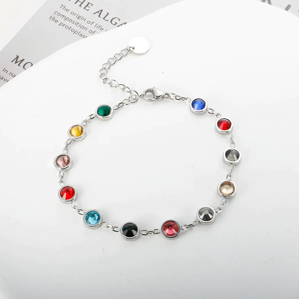 Rainbow Crystal Charm Bracelet | Elegant & Colourful Design-Gold-plated-Nora Luxe