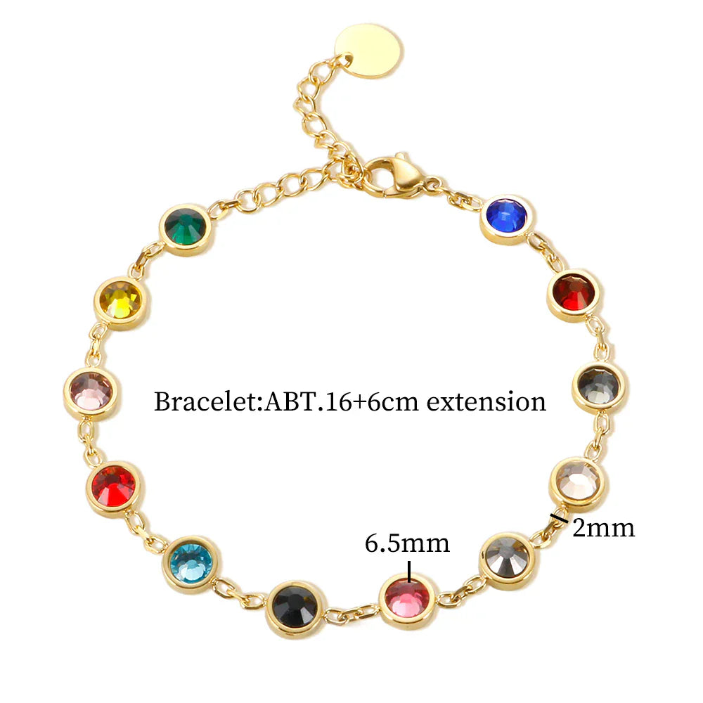 Rainbow Crystal Charm Bracelet | Elegant & Colourful Design-Gold-plated-Nora Luxe
