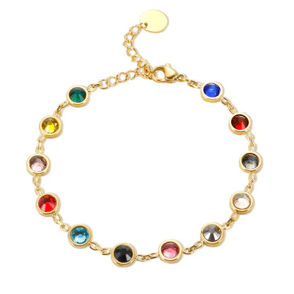Colorful Gemstone Beaded Charm Bracelet - Pexav