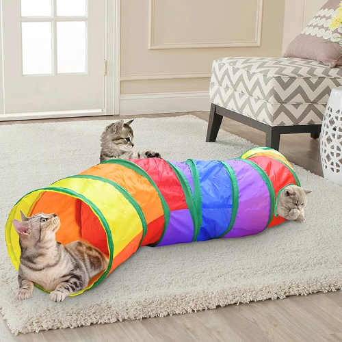 Rainbow Play Tunnel for Cats - PurrfectPlay Tunnel-Rainbow-Nora Luxe