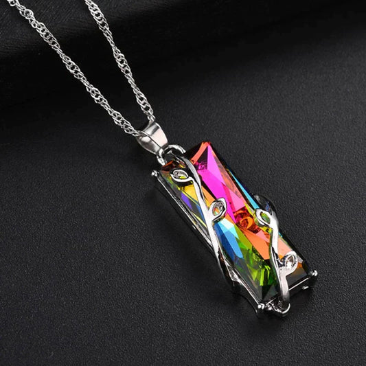 Colorful Crystal Tree of Life Chain Necklace - Pexav