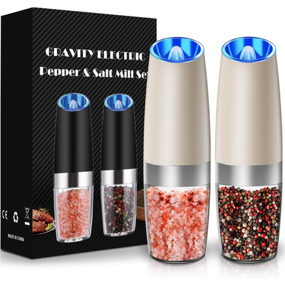 Rechargeable Electric Pepper and Salt Mill Set - GrindMaster Duo-Black-Nora Luxe