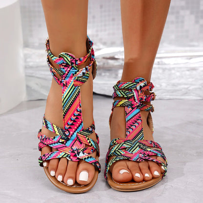 Classic Greek Strappy Flat Sandals