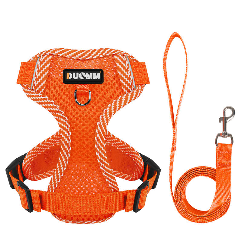 Reflective Harness and Leash Set for Small Dogs - AirFlex-Orange-S-Nora Luxe