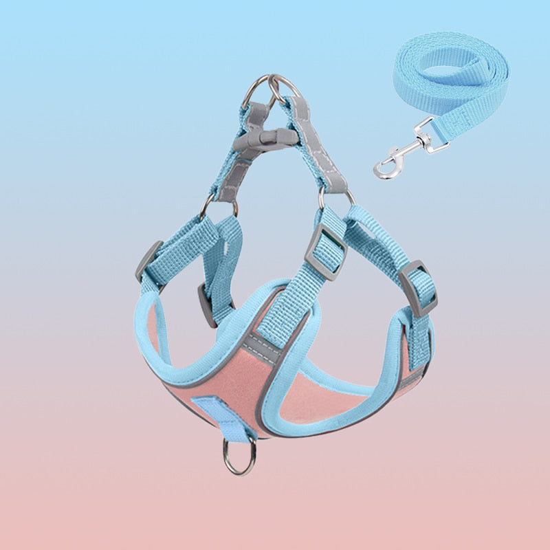 Reflective Puppy Harness - BrightPaw-Pink Set-S(5.51-8.82 lbs)-Nora Luxe