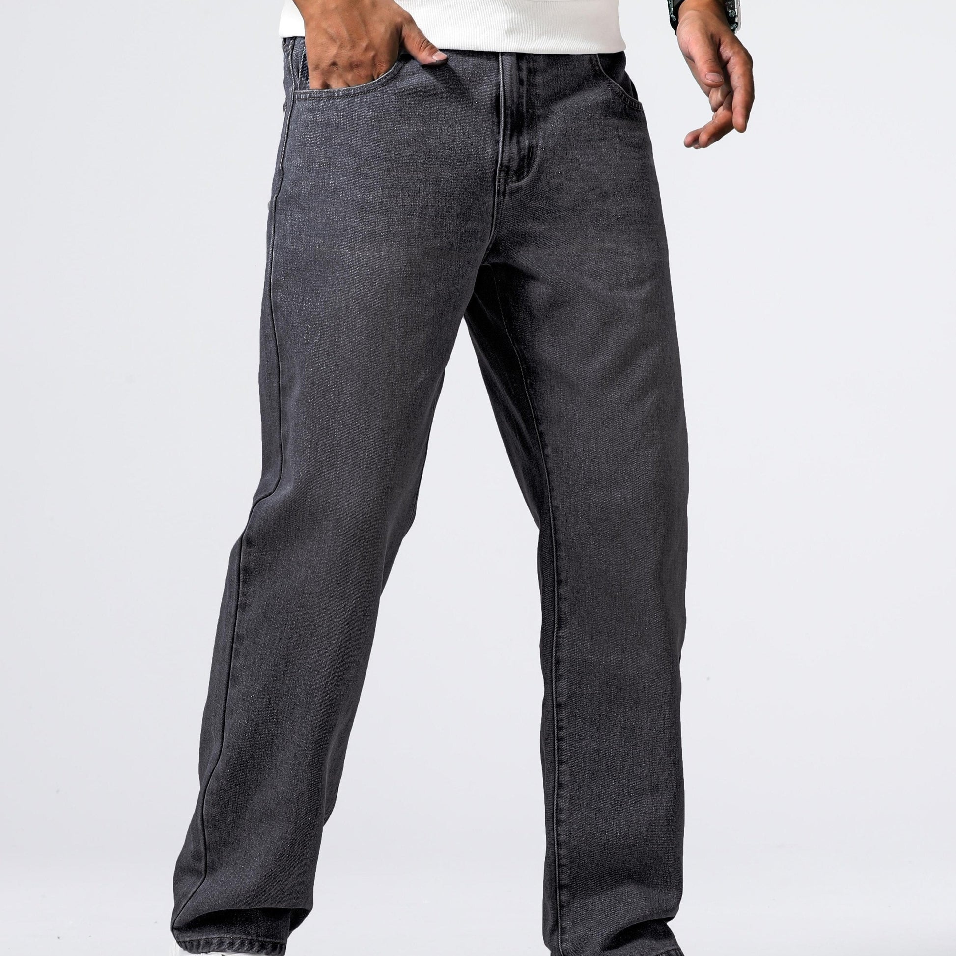 Relaxed Fit Regular Men's Jeans - Lucas-Dark Gray-30-Nora Luxe