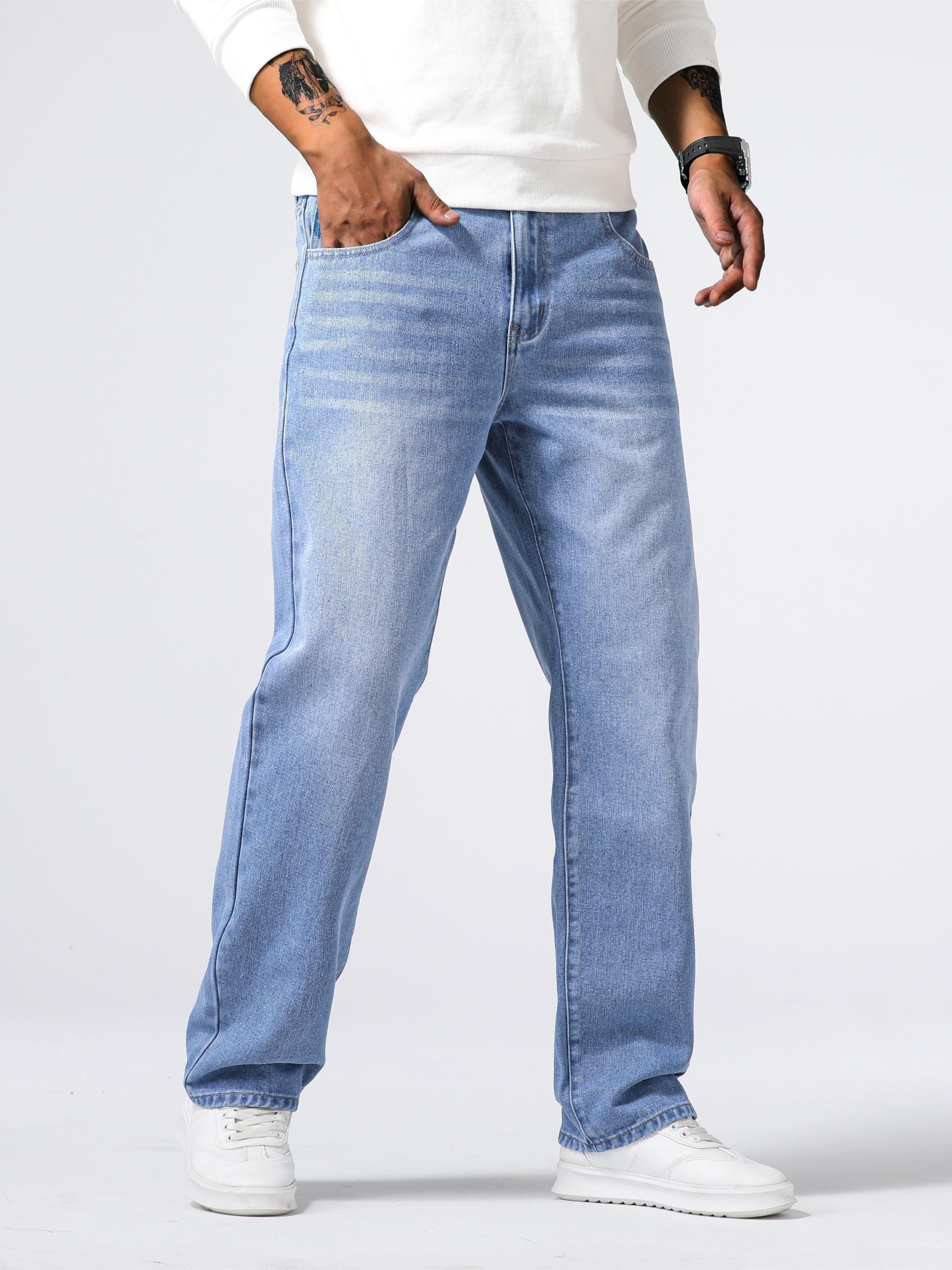 Relaxed Fit Regular Men's Jeans - Lucas-Royal Blue-30-Nora Luxe